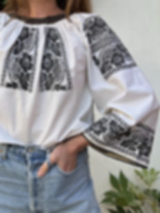 Antique Embroidered Romanian Folk Blouse