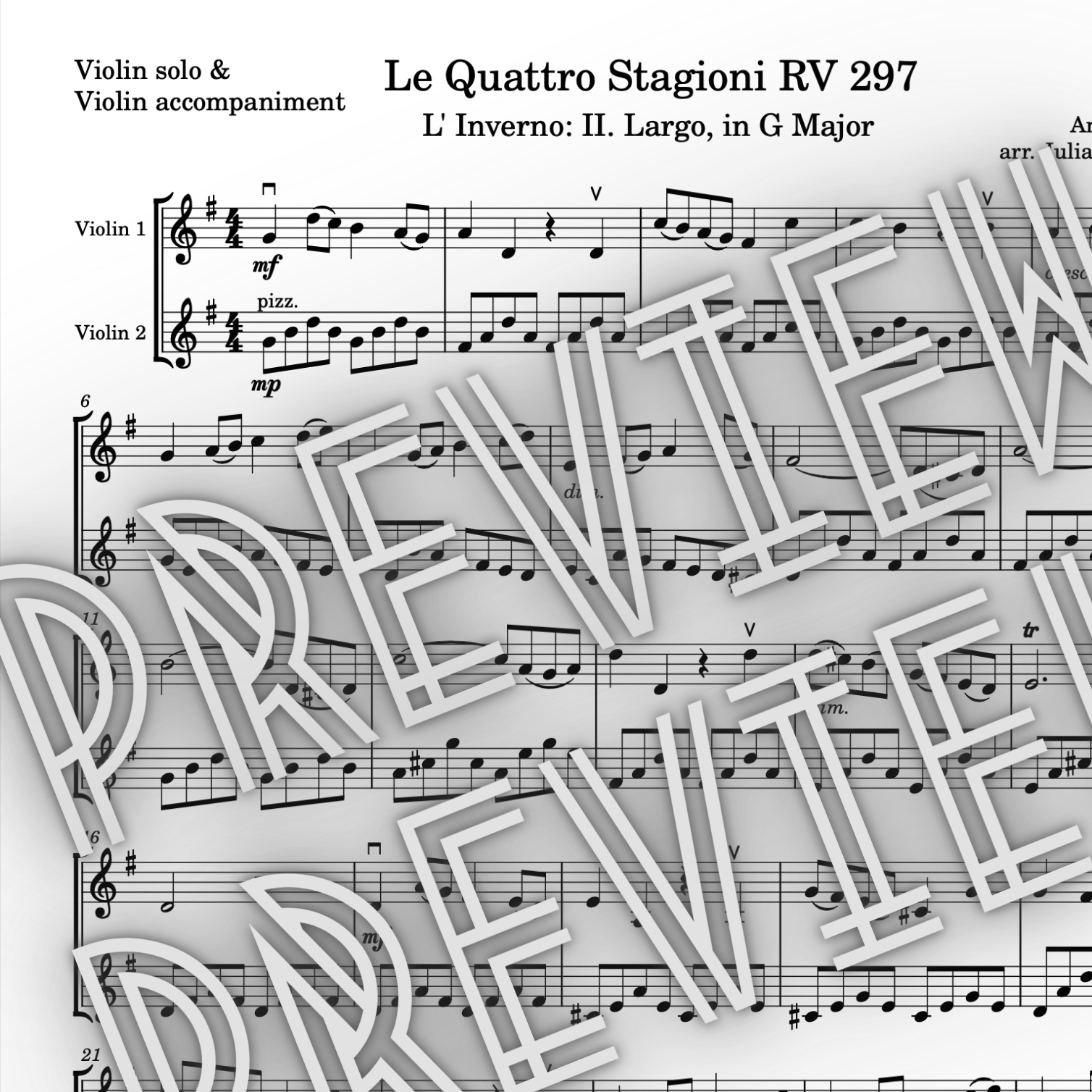 Largo from ''Winter'' Violin Duet Bundle