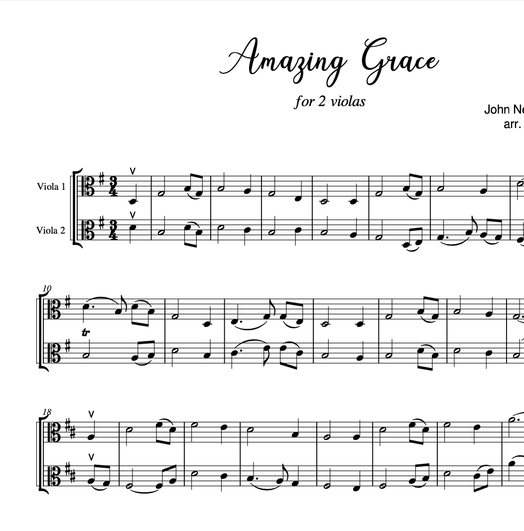 Amazing Grace for 2 Violas