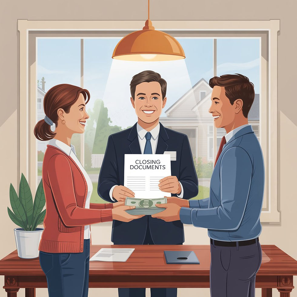Visual showing escrow as a third-party intermediary holding funds and contracts between buyer and seller.