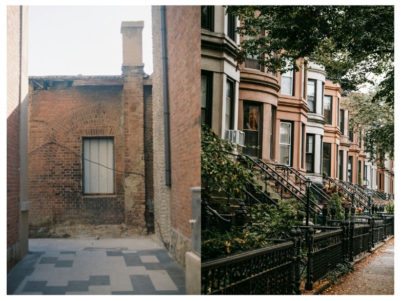 Image showing a rundown NYC brownstone next to a renovated version, highlighting the potential in distressed properties.