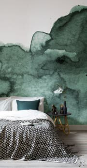 Schlafzimmer grün Fototapete Wandgestalotung Aquarell