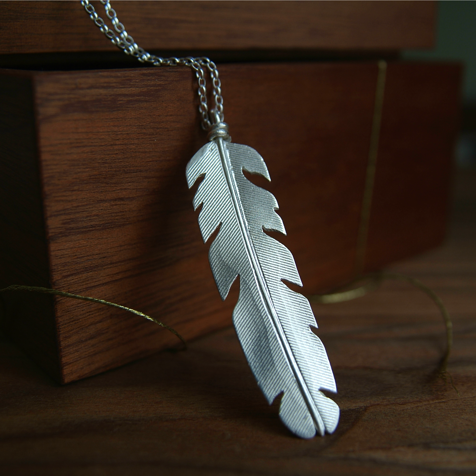 Silver Feather Plume Necklace by rock rose jewellery