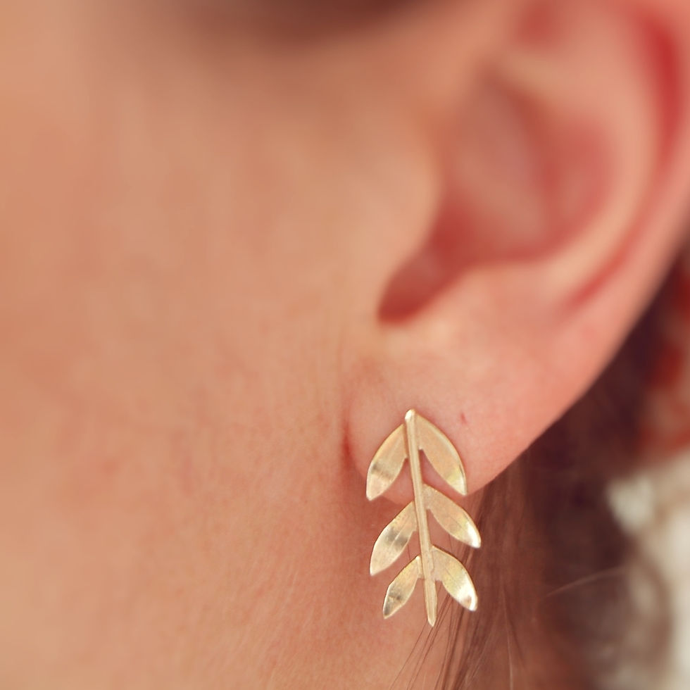 Thumbnail: Gold Olive Branch Stud earrings by rock rose jewellery