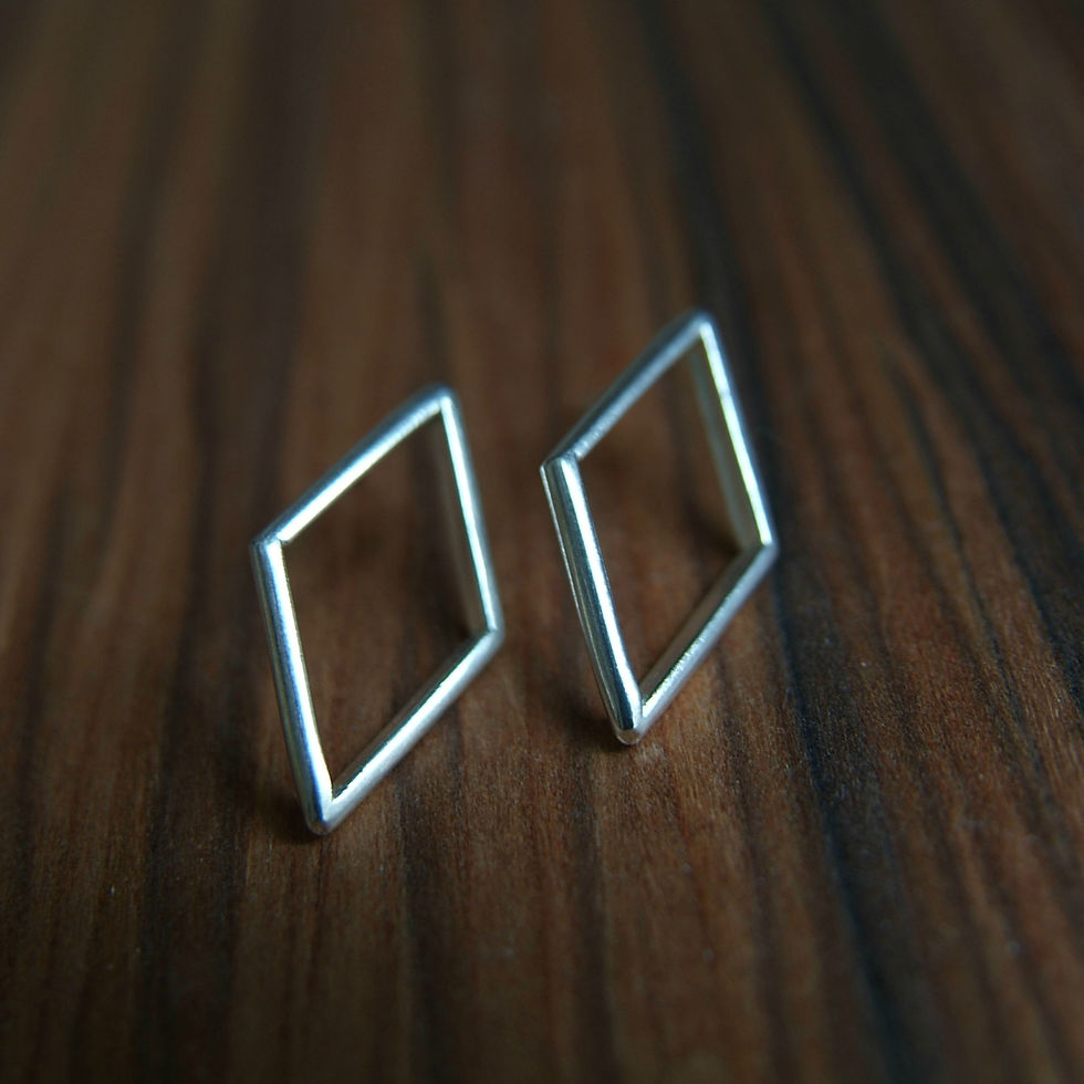 Thumbnail: geometric shape earrings handmade in sterling silver