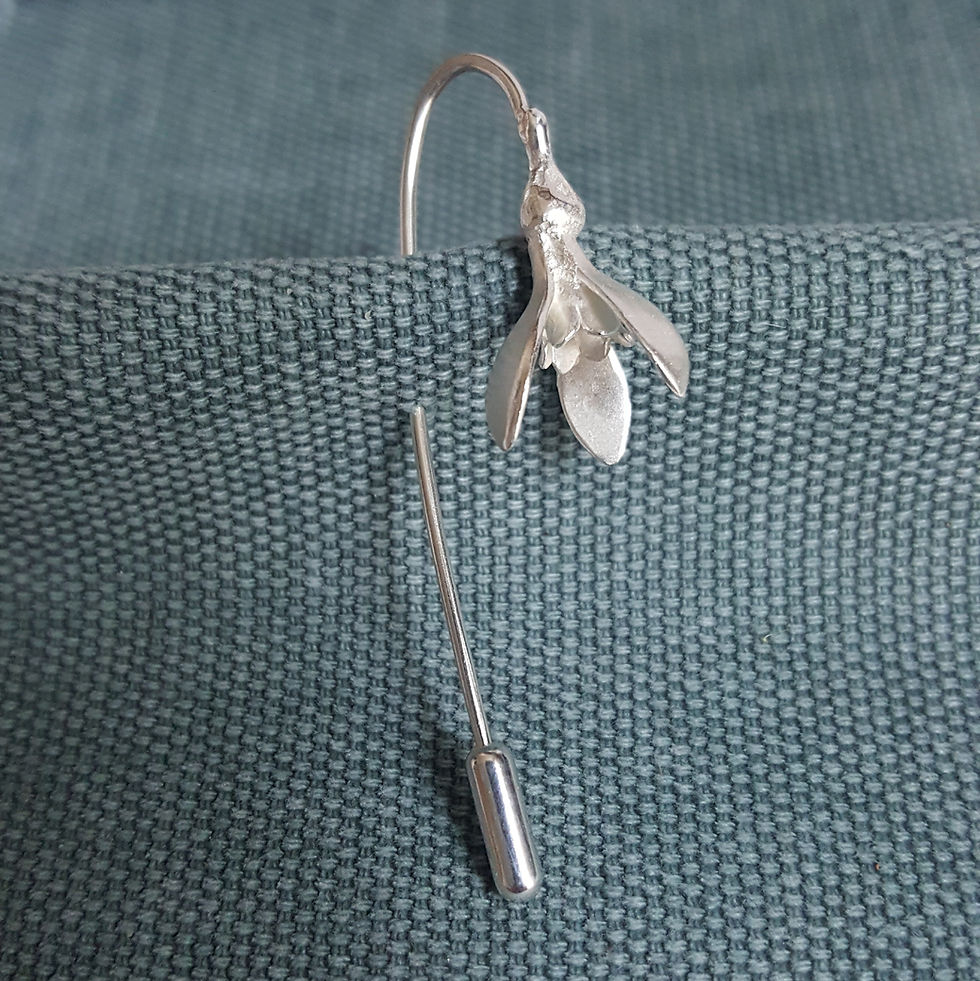 Thumbnail: silver snowdrop flower brooch pin accessory by rock rose jewellery