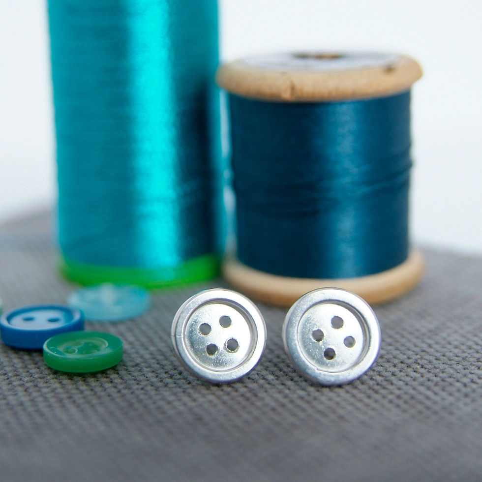 Ladies Silver Button Stud Earrings by rock rose jewellery