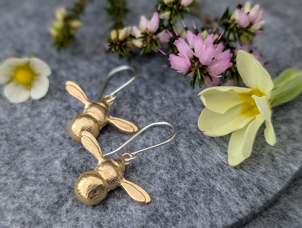 gold bee drop earrings