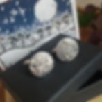 Moon Cufflinks made from silver with blackened crater moon surface - rock rose jewellery