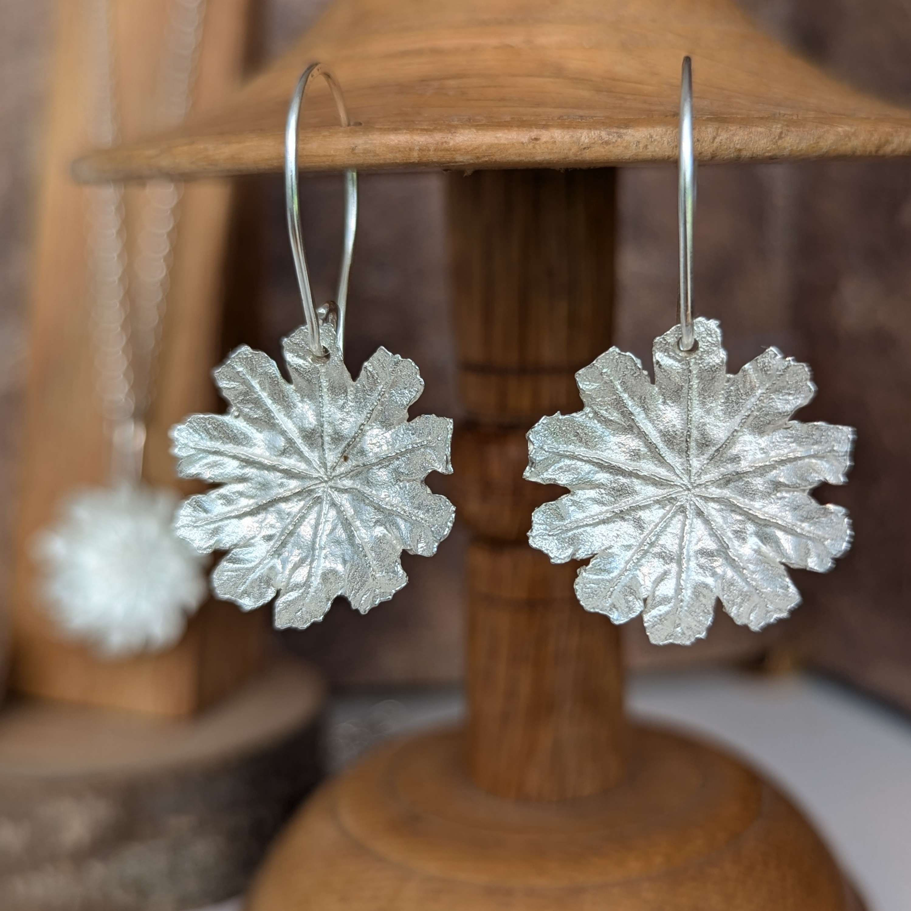 silver poppy pod earrings
