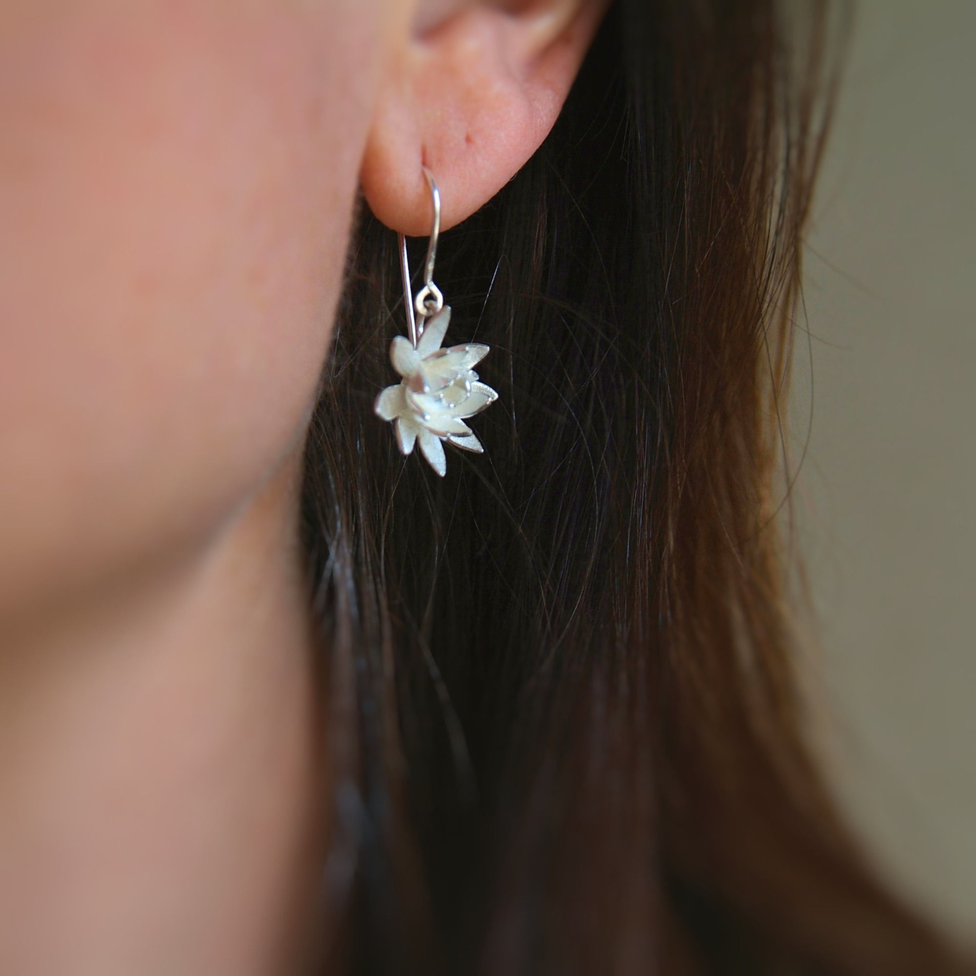 Lotus Flower Drop Earrings