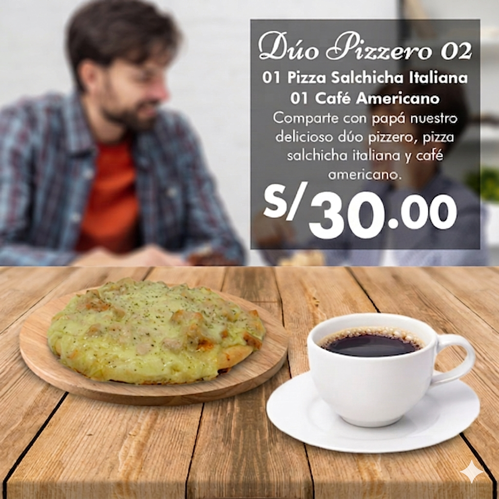 COMBO PIZZERO SALCHICHA ITALIANA + CAFE AMERICANO