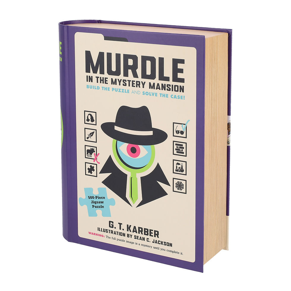 Thumbnail: angled view of front of box for murdle in the mystery mansion build the puzzle and solve the case