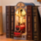 Time Travel Train book nook inspired by hogwarts express kit as a shelf insert with books