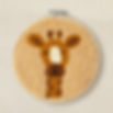 Image of completed Giraffe themed punch needle kit including the hoop