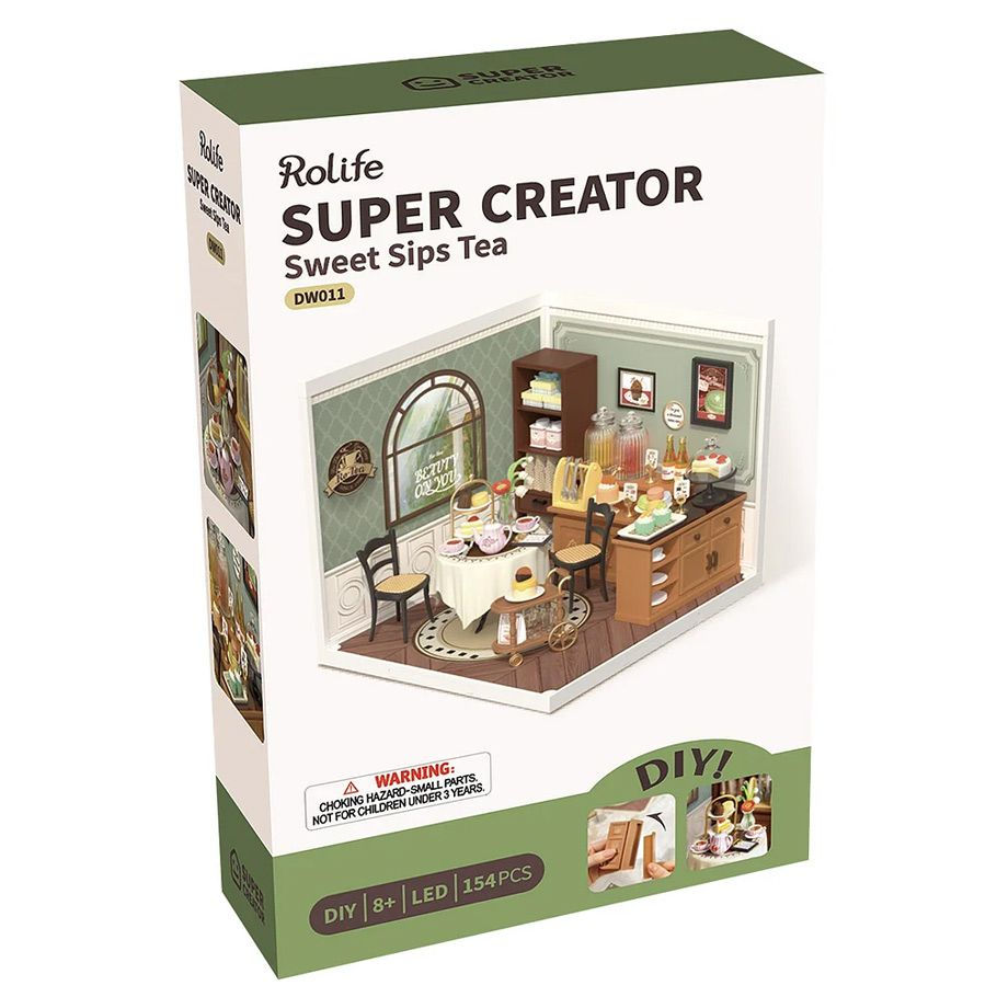Thumbnail: box view of rolife super creator sweet sips tea diy plastic miniature house
