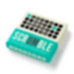 Box view of scrabble style game scrumble a casual word game for your fridge for two players