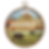 Completed cross stitch design of badlands national park in a faux wood round frame hoop
