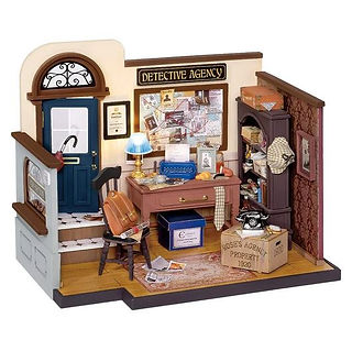 Moses Detective Agency Miniature DIY Kit with retro murder board and LED lights by robotime
