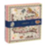 Box with packaging view of 500 piece liberty of london double sided Maxine jigsaw puzzle with a vintage map with animals