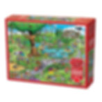 box of doodle town par for the course 1000 piece puzzle featuring a humorous scene of a golf course full of puns and dad joke