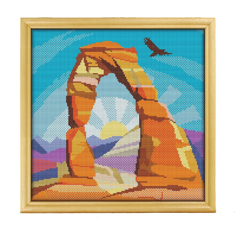 arches national park cross stitch kit full coverage in square frame modern design embroidery arch