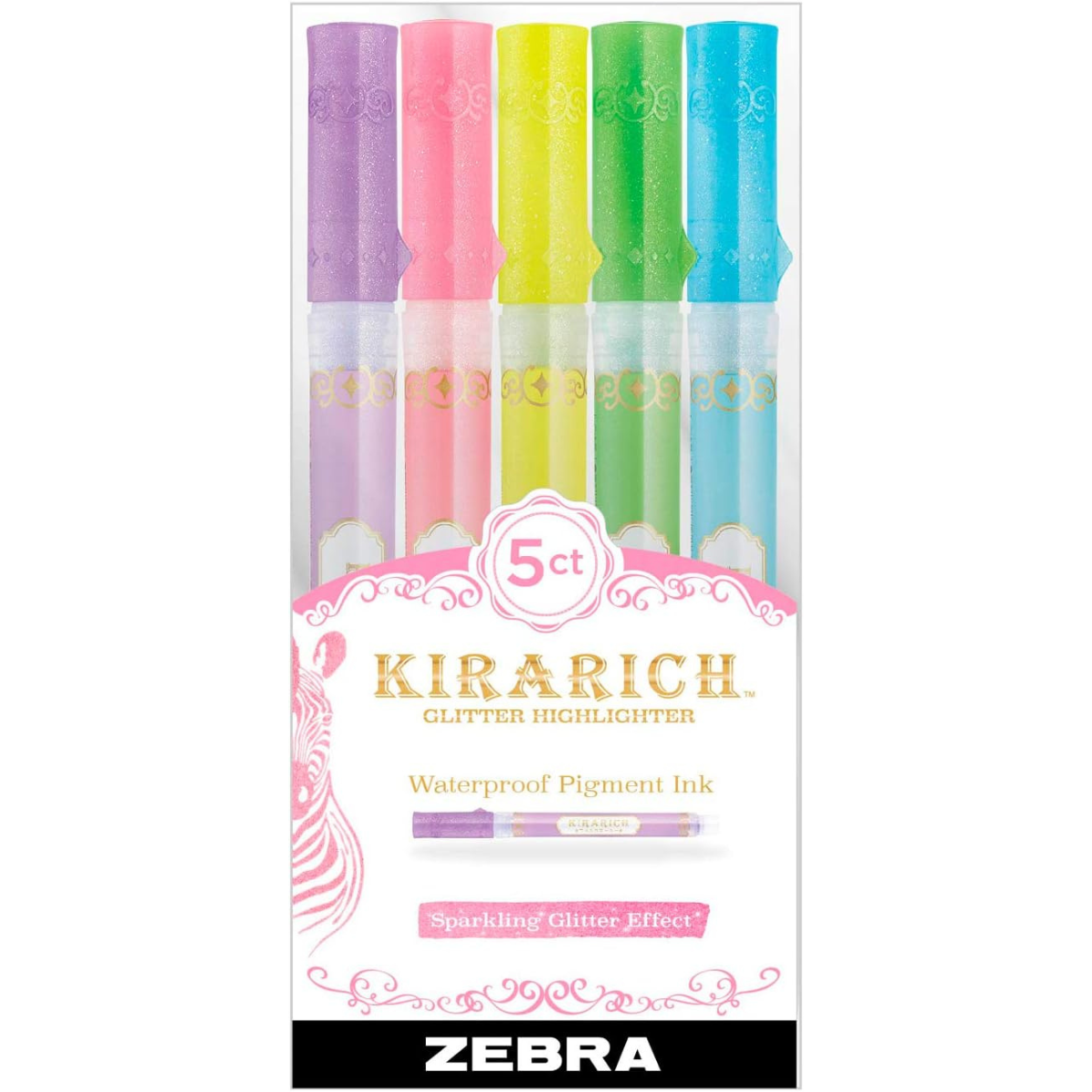Zebra Kirarich Glitter Highlighter Set 5/pkg