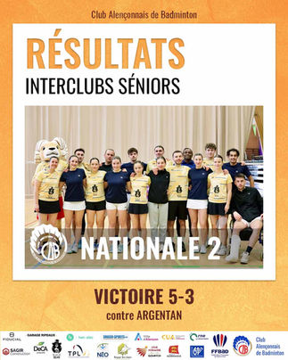Résultats des interclubs régionaux et nationaux de la semaine dernière :