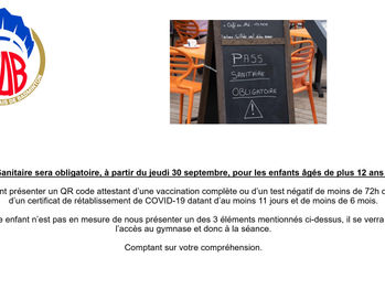 Pass Sanitaire obligatoire