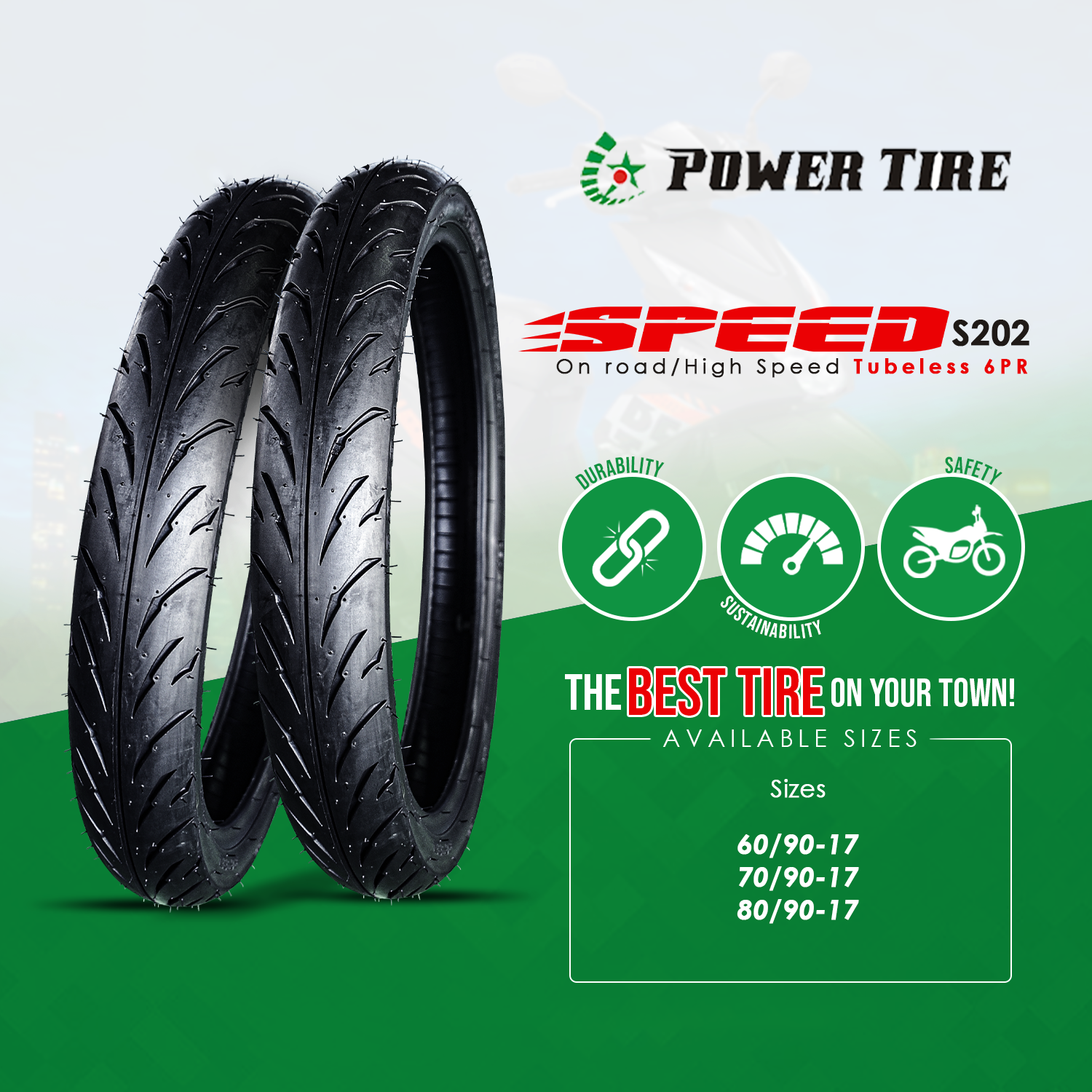 POWERTIRE SPEED S202 TUBELESS 6PR - ON ROAD "TUBELESS TIRE 17"