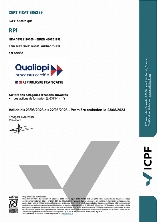 Certificat qualiopi, gage de qualité.