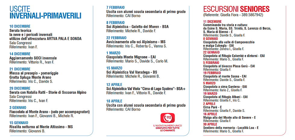 Calendario Gite 2026