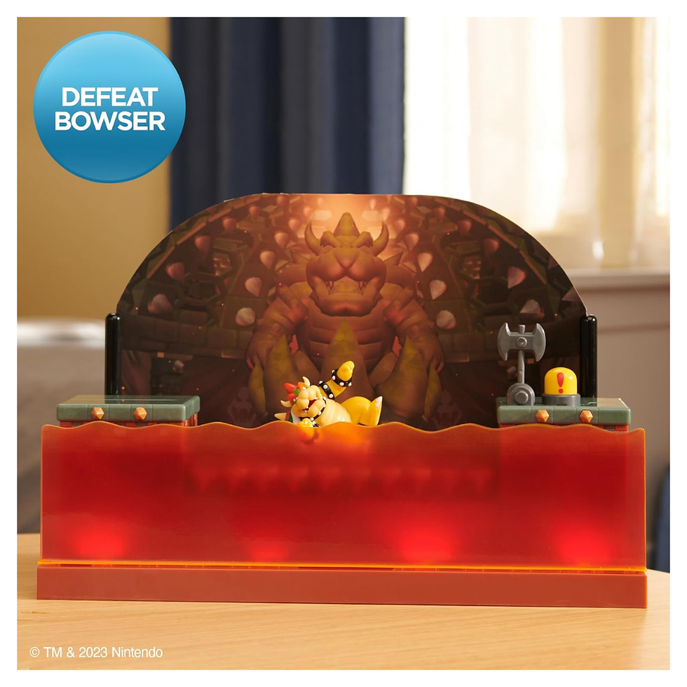 Miniatura: Super Mario Nintendo Deluxe Bowser Battle Playset con luces y sonidos, figura de