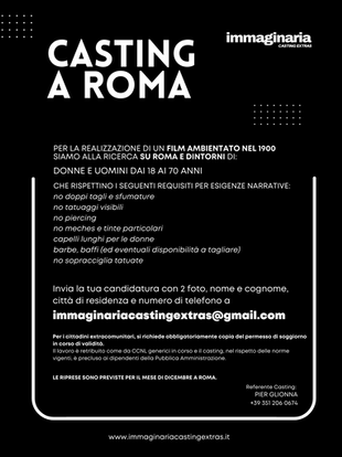 CASTING A ROMA FILM INTERNAZIONALE DEL 1900