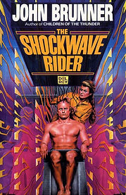 Cover of The Shockwave Rider by John Brunner – early cyberpunk novel exploring surveillance and digital identity
