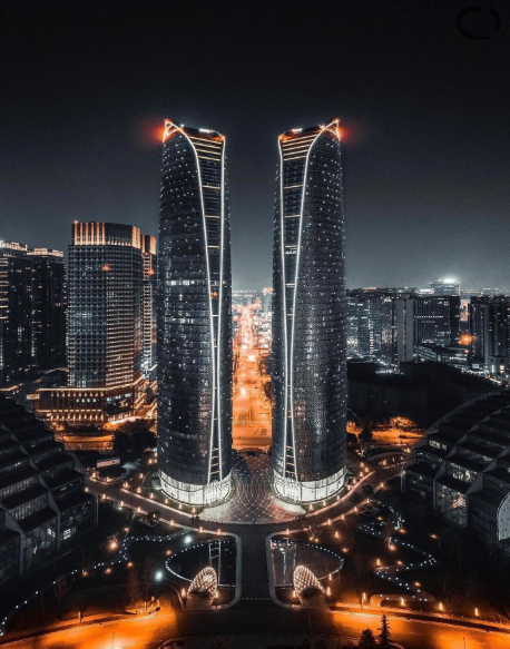 Chengdu Twin Towers at night