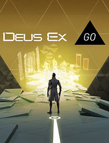 Deus Ex Go mobile puzzle game featuring Adam Jensen in a sleek grid-based cyberpunk interface