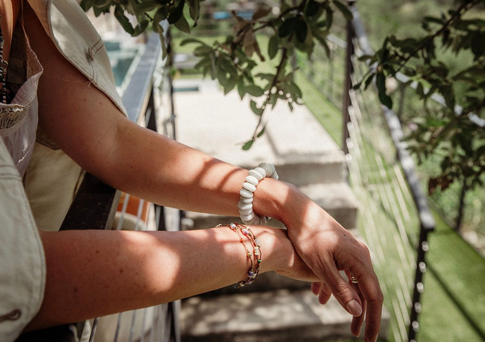 Thumbnail: White Chunky Recycled Glass Bracelet