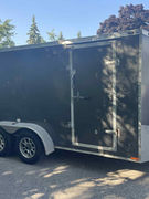 2017 7x14 STEALTH enclosed trailer – V-nose, barn doors, 6'6" interior, new tires, excellent shape, all lights work