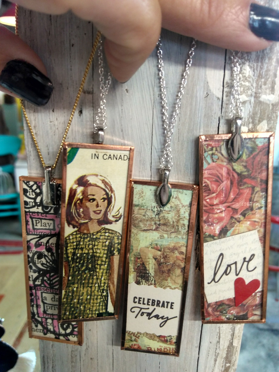 Thumbnail: Altered Necklace Pendant, double sided
