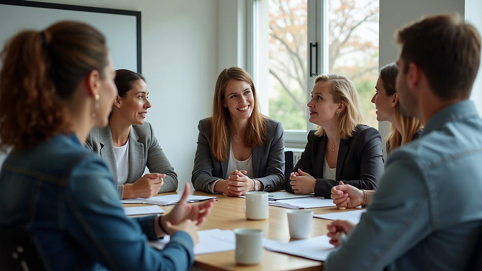 Eye-level view of a supportive group discussion