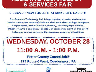Assistive Technology Fair on Wednesday, October 28, at Potter County CareerLink