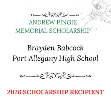 2026 Andrew Pingie Memorial Scholarship was awarded to Port Allegany Senior Brayden Babcock