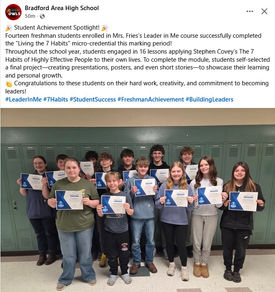 Bradford High School Freshman Earn Micro- Credential