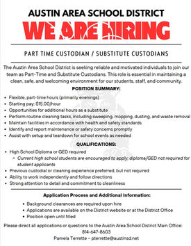 Austin Area School District is Looking to Hire Multiple Individuals ....Apply Today!