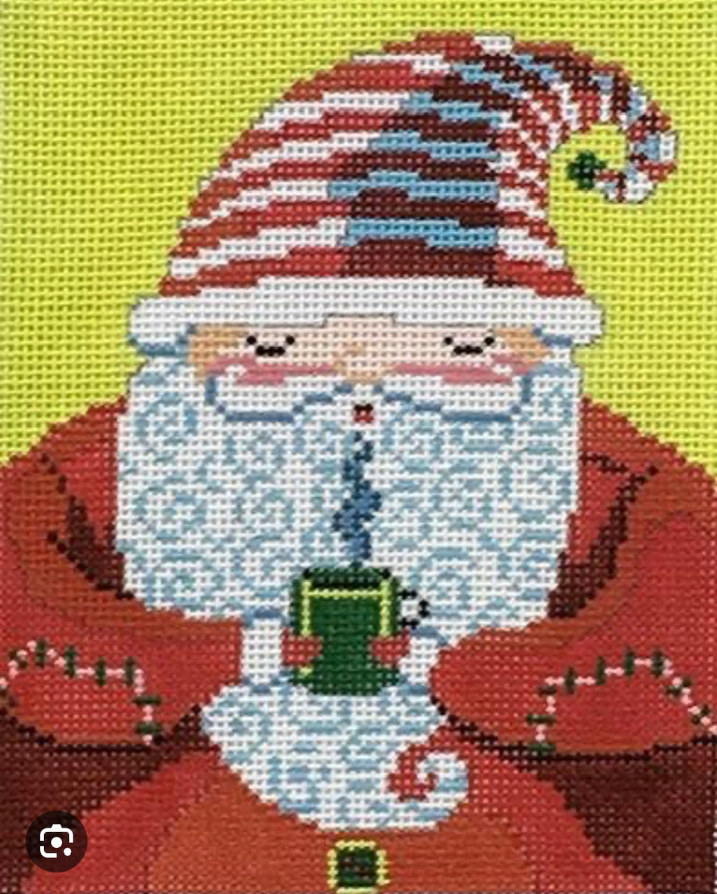 Santa with Mug by CBK Needlepoint, 18 Mesh