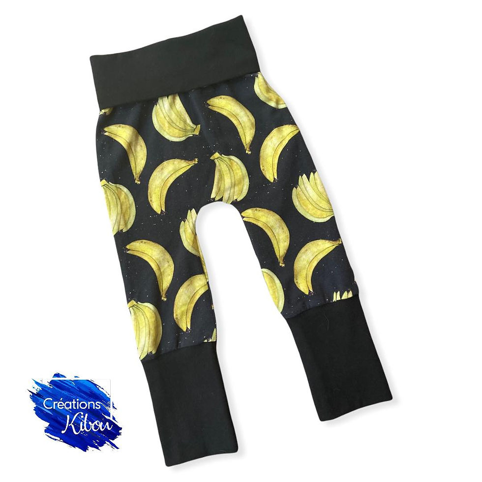 Pantalon droit évolutif 3-12M Bananes