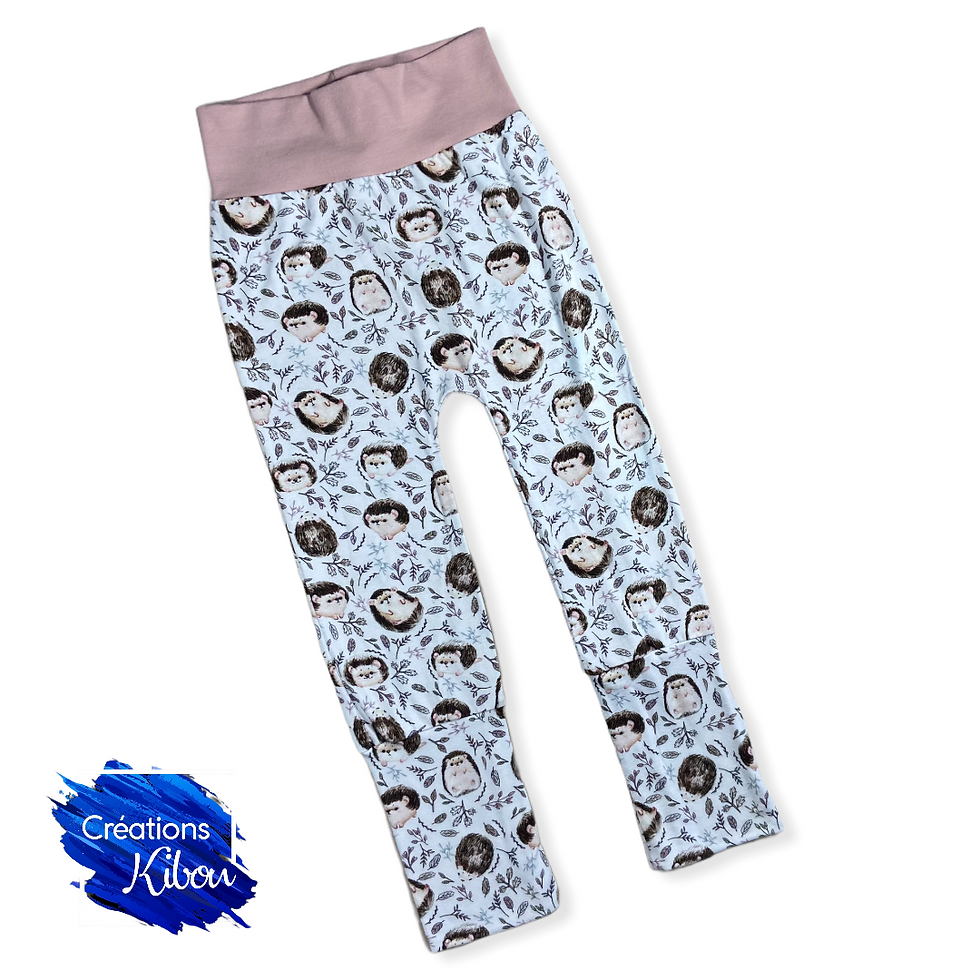 Pantalon droit évolutif 6-36M Hérissons (bambou)