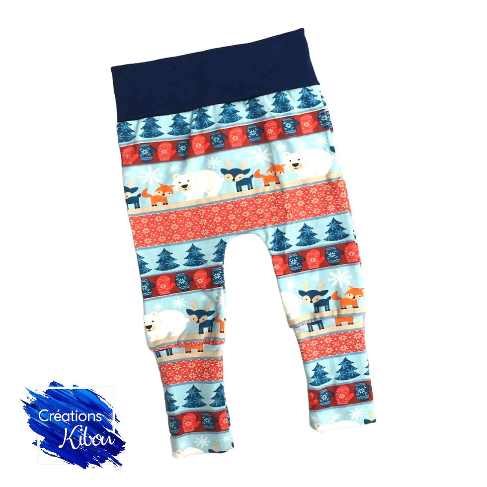 Pantalon droit évolutif 0-6M Animaux hivernaux