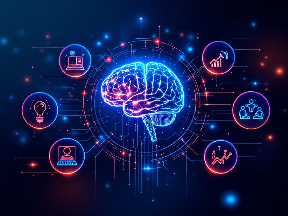 a brain with various other sub-topics in AI